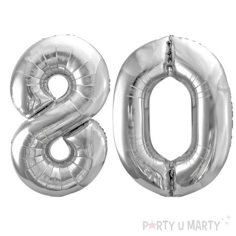 xx zestaw balonow srebrny liczba 80