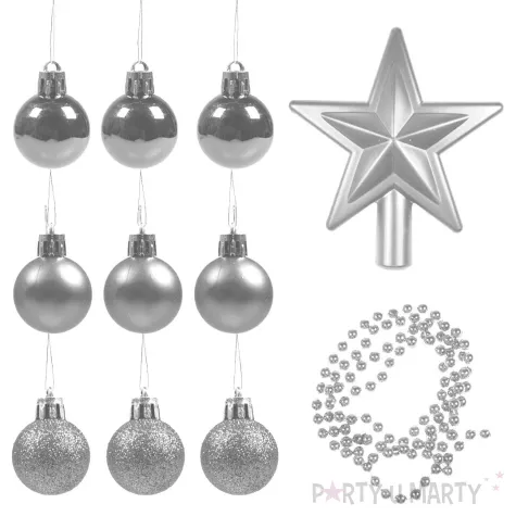 xx zestaw choinkowy 11 elementow srebrny