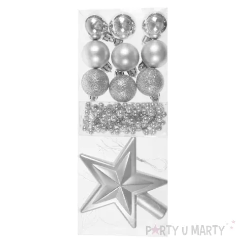 xx zestaw choinkowy 11 elementow srebrny