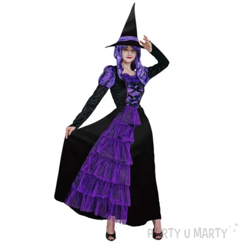 xx zestaw dla doroslych fioletowa czarownica sukienka kapelusz rozm m