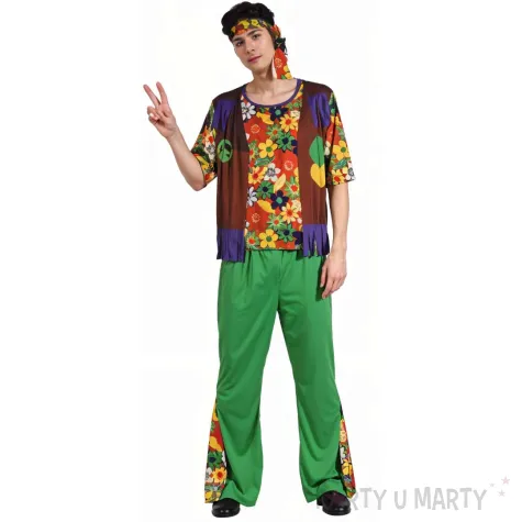 xx zestaw dla doroslych kolorowy hipis opaska bluzka spodnie rozm 52