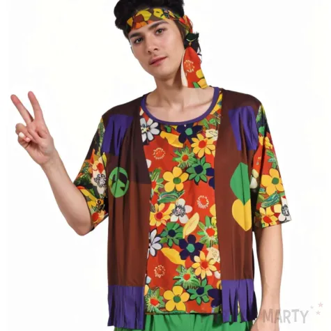 xx zestaw dla doroslych kolorowy hipis opaska bluzka spodnie rozm 56