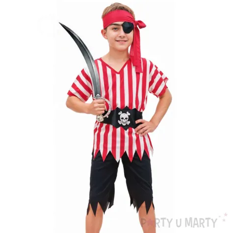 xx zestaw dla dzieci dziki pirat bluzka spodnie pasek opaska rozm 130 140 cm