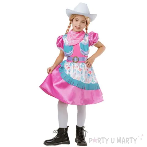 xx zestaw dla dzieci elegancka kowbojka sukienka pasek kapelusz chustka rozm 130 140 cm