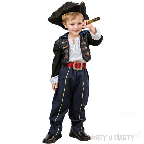 xx zestaw dla dzieci kapitan pirat bluzka spodnie pasek kapelusz rozm 92 104 cm