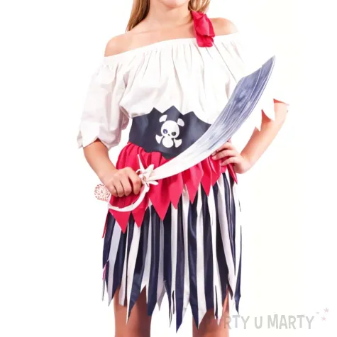 xx zestaw dla dzieci pasiasta piratka bluzka spodnica pasek opaska rozm 110 120 cm