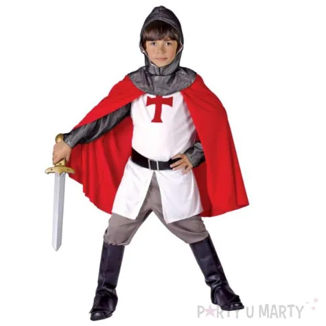 xx zestaw dla dzieci rycerz krzyzak bluzka z paskiem spodnie peleryna nakladki na buty kaptur