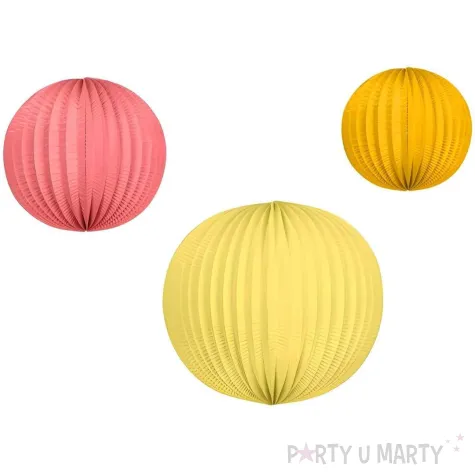 xx zestaw lampionow papierowych pomarancz roz zolty 1 op 3 szt