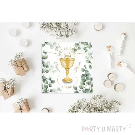 xx zk kartka okoliczno ciowa karnet komunia kielich z eukaliptusem 1 szt