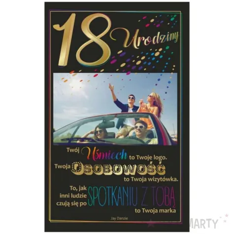 xx zk kartka okolicznosciowa 18 urodziny przyjaciele w samochodzie 13x20 5 cm