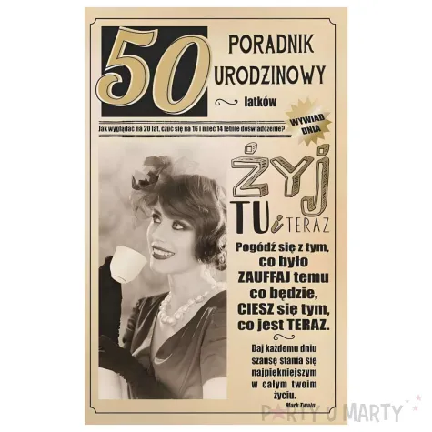 xx zk kartka urodzinowa 50 urodziny kobieta z filizanka 13x20 5 cm