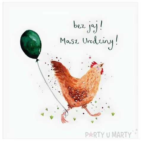 xx zk kartka urodzinowa kurka z balonem