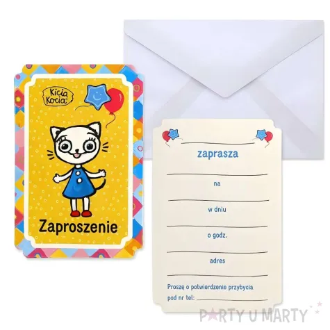 xx zk zaproszenia pap kicia kocia licencja 6 szt