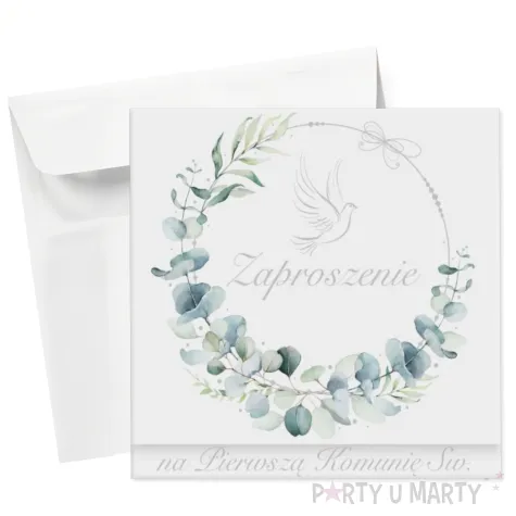 xx zk zaproszenie kwadrat zkw 120x120 komunia zest 62160 dzieciece chlopiec dziewczynka srebr