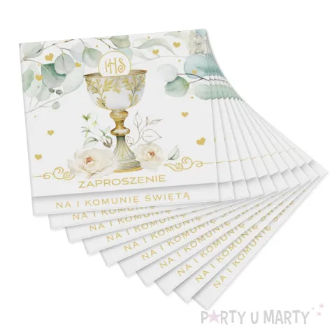 xx zk zaproszenie kwadrat zkw 120x120 komunia zest 62165 dzieciece chlopiec dziewczynka zlote