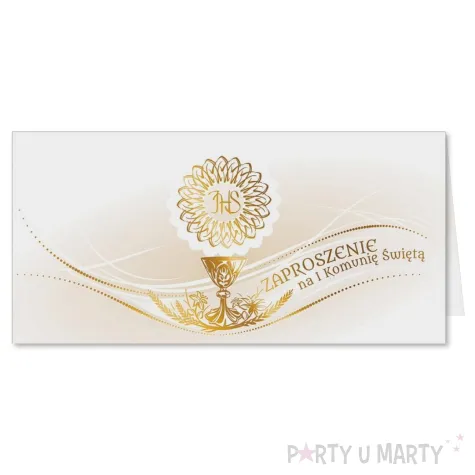 xx zk zaproszenie pierwsza komunia swieta ihs zlota 10 szt