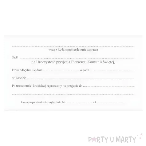 xx zk zaproszenie pierwsza komunia swieta srebrno zlota 10 szt