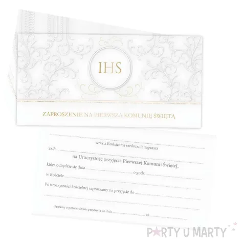 xx zk zaproszenie pierwsza komunia swieta srebrno zlota 10 szt