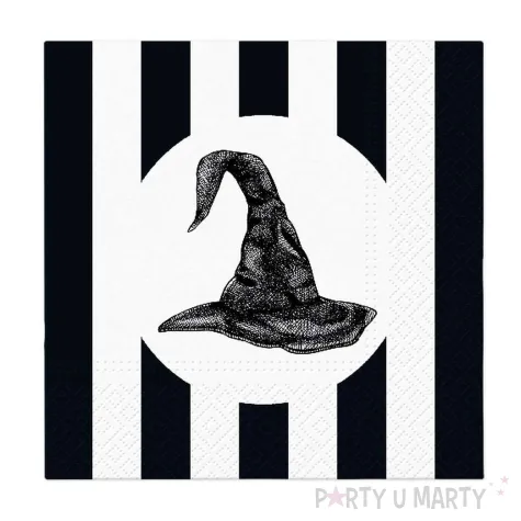 xx zse serwetki papierowe paw halloween bialo czarne kapelusz 33x33 cm 20 szt