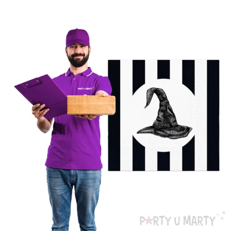 xx zse serwetki papierowe paw halloween bialo czarne kapelusz 33x33 cm 20 szt