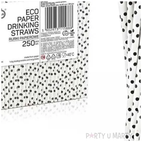 xx zsl rurki slomki pap czarne groszki 6x197 mm 250 szt