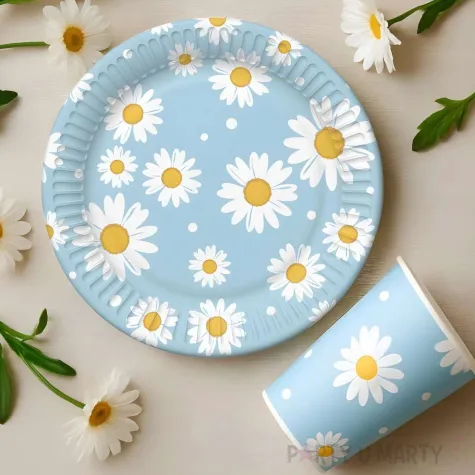 xx zta gd kubeczki papierowe niebieskie stokrotki 250 ml 6 szt