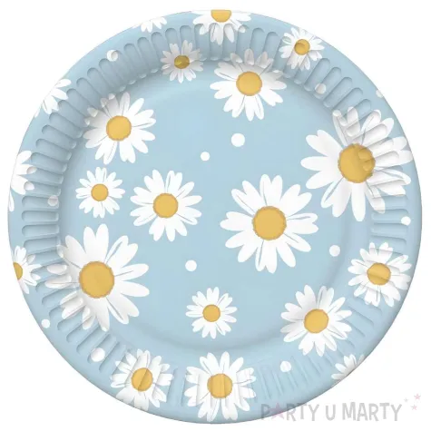 xx zta gd talerzyki papierowe niebieskie stokrotki 18 cm 6 szt