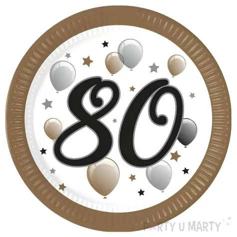 xx zta talerzyki papierowe 80 urodziny fsc 23 cm 8 szt
