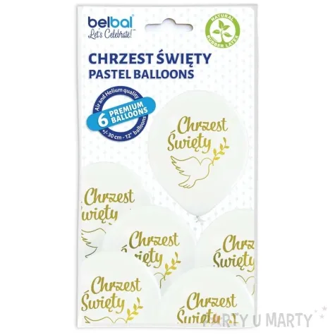 yy balony d11 chrzest swiety golebie bialy belbal 12 6 szt