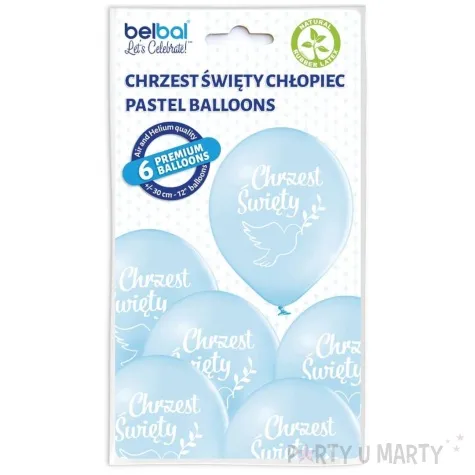 yy balony d11 chrzest swiety golebie niebieski belbal 12 6 szt