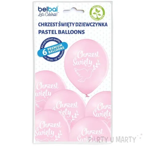 yy balony d11 chrzest swiety golebie rozowy belbal 12 6 szt