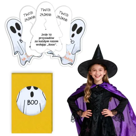 zabawa na halloween karty do gry wyzwania dla dzieci duszki 8 6 x 5 4 cm 20 zadan