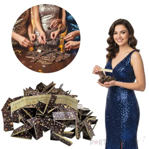 zabawa na sylwestra wrozby noworoczne szampanski nowy rok paski 14 x 1 5 cm 100 szt