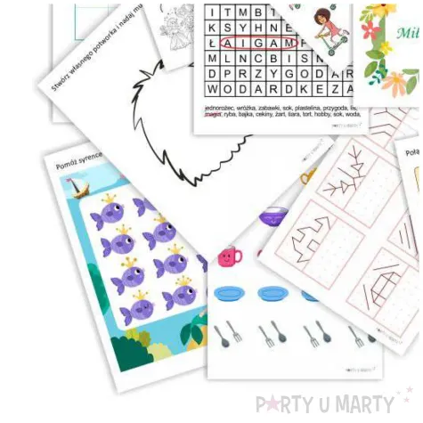 zabawa na urodziny sportowe karty pracy zadania dla dziewczynek lamiglowki kolorowanki dyplo