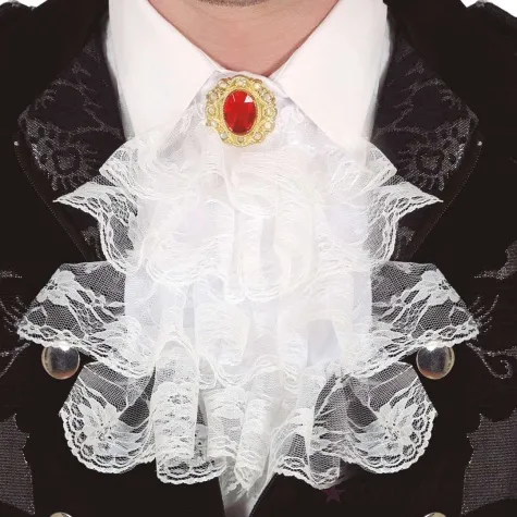 zabot koronkowy z ozdoba bialy guirca