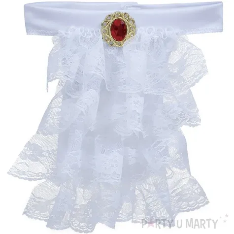 zabot koronkowy z ozdoba bialy guirca