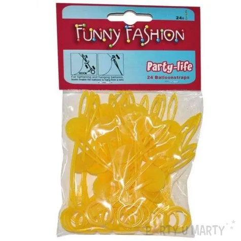 zaciski do balonow petelki zolte funny fashion 24 szt