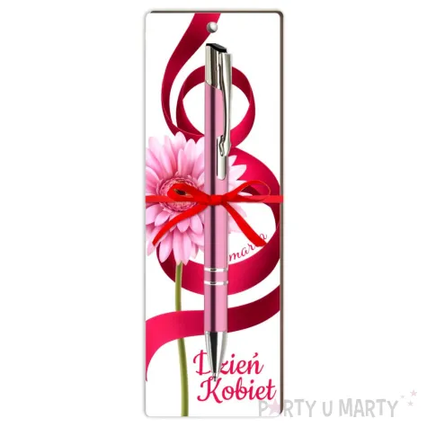 zakladka do ksiazki z dlugopisem gerbera dzien kobiet 18 cm