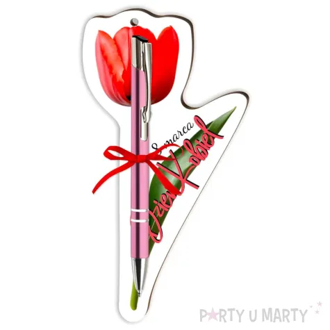 zakladka do ksiazki z dlugopisem tulipan dzien kobiet 18 cm