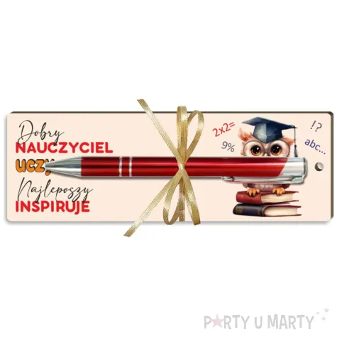 zakladka z dlugopisem dobry nauczyciel uczy najlepszy inspiruje 18x6 cm