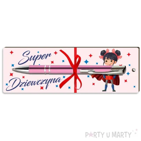 zakladka z dlugopisem dzien dziewczynek super dziewczyna 18x6 cm