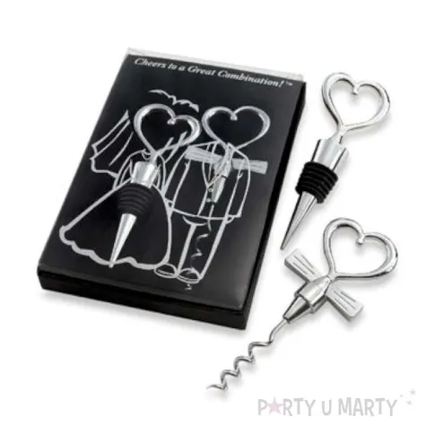 zakochany zestaw do wina korkociag i zatyczka czarne gadgetmaster