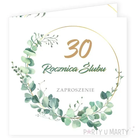 zaproszenia 30 rocznica slubu eukaliptus beauty 15x15 cm 8 szt