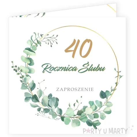 zaproszenia 40 rocznica slubu eukaliptus beauty 15x15 cm 8 szt