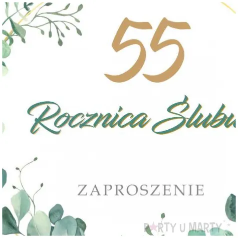 zaproszenia 55 rocznica slubu eukaliptus beauty 15x15 cm 8 szt