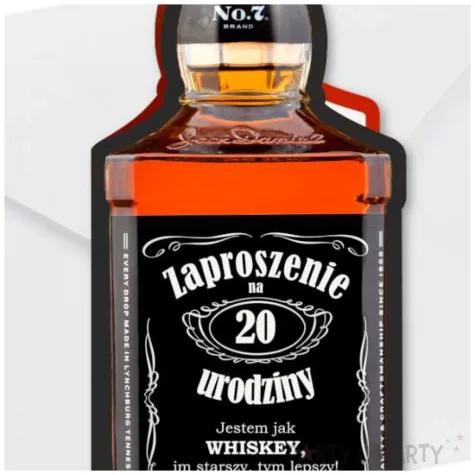 zaproszenia butelka whisky zamykana 20 urodziny 6x14 8 cm 6 szt