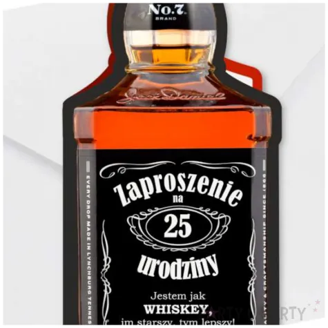 zaproszenia butelka whisky zamykana 25 urodziny 6x14 8 cm 6 szt