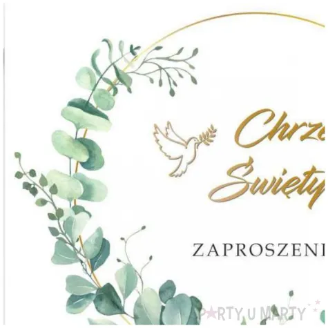 zaproszenia chrzest swiety eukaliptus beauty 15x15 cm 8 szt
