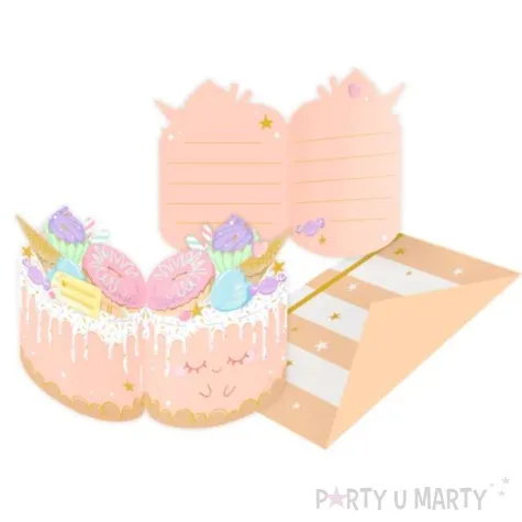 zaproszenia crazy cake slodki torcik amscan 8 szt