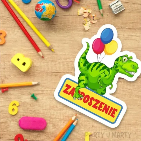 zaproszenia dino z balonikami shp 10 x 12 7 cm 8 szt